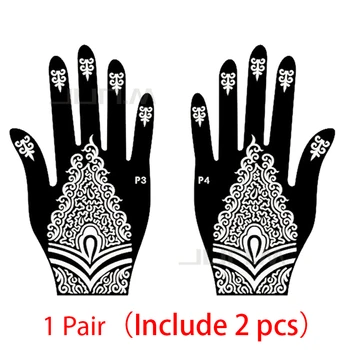 10 Para (20 Kom.)Matrica Za Tetovaže Od Kane Lijeve I Desne Ruke Indijski Sjaj Airbrush Veliki Predložak Tetovaže Od Kane Šablone Za Boje Za Tijelo 