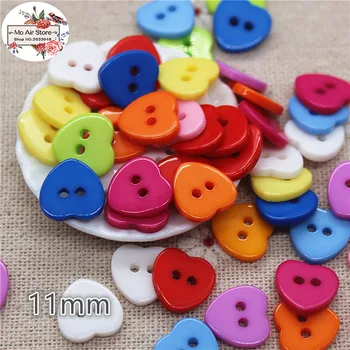 100pc 11 mm pomiješan boje srce plastični gumb dječje šivanje gumb ukras šivanje zanat spomenar pribor veleprodaja 