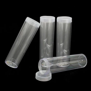 10шт 25 mm Okrugli Prozirni Plastični Novac Za Skladištenje Cijevi Za Četvrt Dolara Vijak Za Zaštitu Kovanica Kutije Za Prikupljanje Kontejnera 