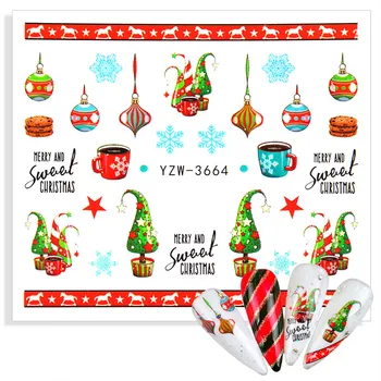 1pc Božićni Dizajn Noktiju Zimski Novogodišnji Poklon Djed Mraz Los Vodene Kornjače Naljepnice Za Nokte, Naljepnice Manikura Tetovaža