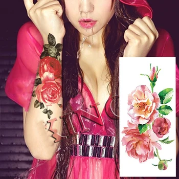 1pc privremeni tattoo naljepnice 25 stilova ružičaste cvjetove ruža leptir ruka rame tetovaže vodootporan dama žene veliki na tijelu noge