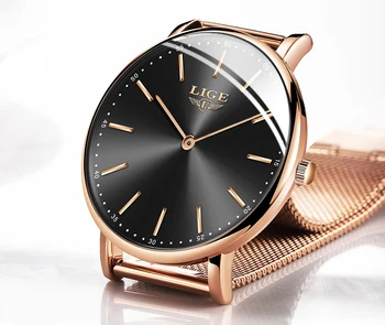 2020 LIGE Novi satovi od ružičastog zlata Poslovne kvarcni satovi Ženski Najbolje marke luksuzni ženski ručni sat za djevojčice Sat Relogio Feminino 