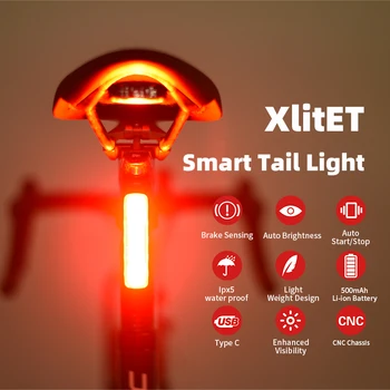 2020 XlitET Bicikl Automatska Kočnica Stražnja svjetla Noćni Biciklizam Inteligentni Senzor Stražnjeg Svjetla za MTB Cestovni Bicikl sjedište post Sigurnosni Fenjer
