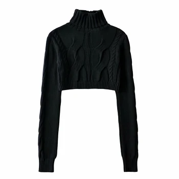 2021 Jesen zima šik džemper Za žene s dugim rukavima Svakodnevno Osnovna водолазка Puloveri ženski crno bijele pletene džemper Top