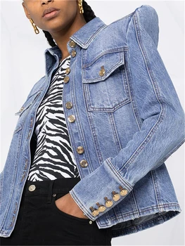 2021 nova moda teška dizajn traper jakna ženska visokokvalitetna gumb uređena high street наплечная jakna branded odjeću