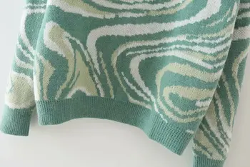 2021 Ženski jesen pulover okruglog izreza pletene moderan džemper dugih rukava Svakodnevne ženske zeleni pulover Pull Femme
