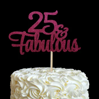 25 Topper Za Tortu Za Rođendan - 25 i fantastičan Kolač Topper 25-og Svečana Torta,Dekoracija sa Zlatnim Sjajem