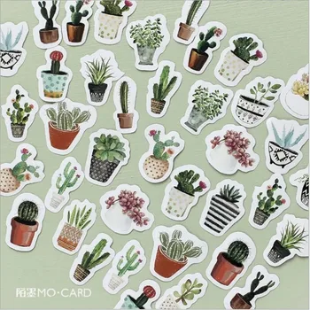 45 kom. kreativno naljepnica za uređenje albuma biljke zelene biljke kaktus u saksiji DIY Dnevnik Album Naljepnica 45 mm Veleprodaja 
