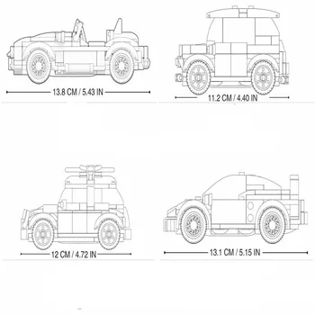 4kom Gradski Klasični Auto-Blok Komplet 658 kom. DIY Mini-Model Sportskog Automobila Građevinske Cigle Edukativne Igračke Za Dječake