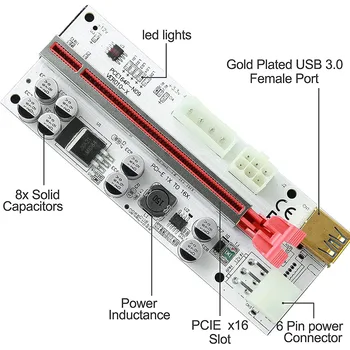 6PCS Ustaje VER 010X USB 3.0 PCI-E Ustaje VER010-X Express-Kabel Ustaje Za X16 Grafičke kartice Produžni kabel PCI-E Ustaje Karte Za Майнинга