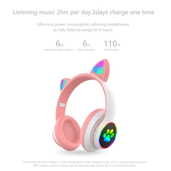 Bežične slušalice sa Mikrofonom RGB Svjetlo je Mačji Uho Crtići Poklon za djevojčice Bluetooth Slušalica HIFI Stereo Bas Dječje Slušalice Božićni poklon