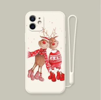 Božićni torbica za nošenje oko zglavka Djeda Mraza za iPhone 12 13 11 Pro XS Max XR X 7 8 Plus 6 S SE 2020 Soft poklopac telefona od TPU na poklon 