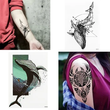 Crna TRIBAL Kit Privremena Tetovaža Vuk Rose Tattoo Naljepnice Ženske Večernje Body-Arm Umjetnost Lažne Riječi Tetovaže 