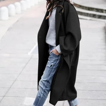 Donje vune kaput Zimski Nova moda Korejski boja Soild Duga slobodno donje kaput Tople debele vunene smjese Svakodnevni jakna