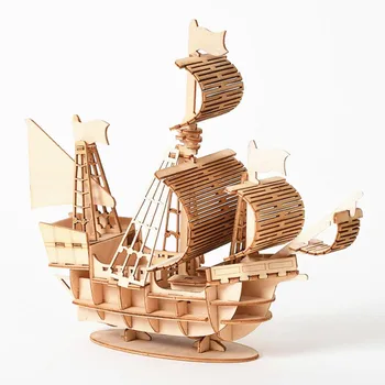 Drvene Puzzle 3D Model Građevinske Setove DIY Ručne Mehaničke Igračke Montessori Za Djecu Zagonetke Montaže Modela Brodova