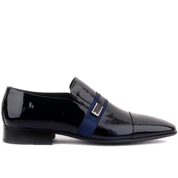 Fosco-Tamno Plava Klasične muške cipele Od Lakirane Kože