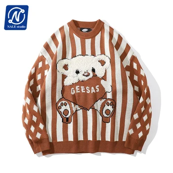 Gospodo свитшоты s medvjedom Pletene pulover prugasti Džemper Skakači Ulica odjeća 2021 Modni Svakodnevne vrhovima Kaput jesen veste pamuk