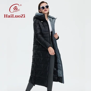 HaiLuoZi 2021 Ženska zimska jakna Dugi stil Donje kaput s debelim kapuljačom Modni jedinstveni dizajn Ženske pamučne parkovi munje 6022 
