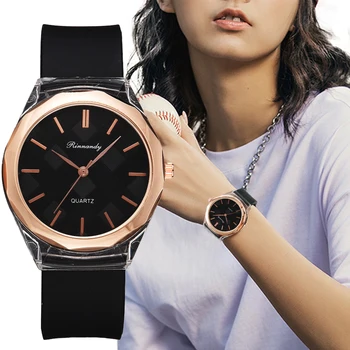 Jednostavne crne kvarcni satovi Ženski Minimalistički dizajn Velikih Silikon remen Ručni sat sa velikim dial Ženske modne kreativna sat 
