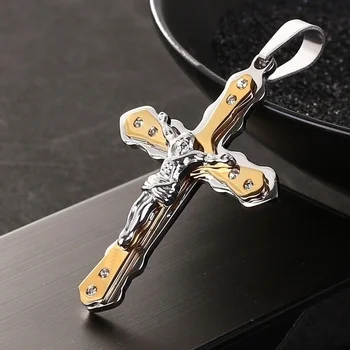 Klasična Moda Križ Isusa Privjesak Muške Ogrlice Nakit Vjere (sa Srebrnim Lancem Kiel)