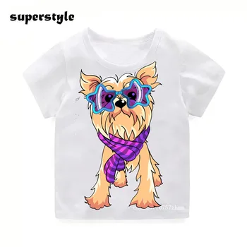 Ljetne majice za djevojčice crtani životinjama malih dječaka, Dječje slatka majica sa kratkim rukavima, Mačka, bijela košulja, Pas, Dječje odjeće za malu djecu DHKP475