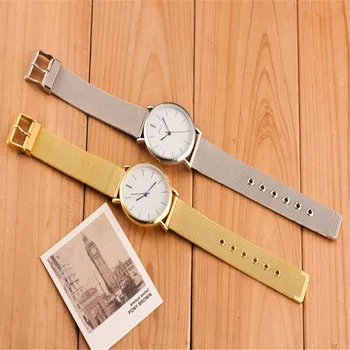 Luksuzni ženski sat sa zlatnim remenom 2017 Modni svakodnevne kvarc kvalitetan ženski sat od nehrđajućeg čelika Relogio Masculino muški sat
