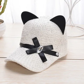 Maikun Funky Nova ženska kapa Za jesensko - zimske zaštite od Hladnoće Mačka uši Moderan šešir s lukom