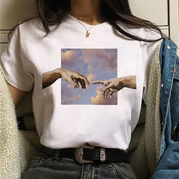 Michelangelo Ruke Ruže Majica sa po cijeloj površini Ženska crna majica Ženska moda Estetski Majice t-Shirt 90-ih godina ženske majice Harajuku s okruglog izreza