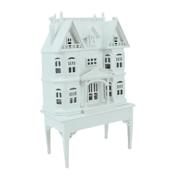 Minijaturna kuća lutaka u mjerilu 1/144 oblik bijele kuće na stolu u mjerilu 1/12 Drveni