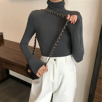 Monotono водолазка dugi rukav Ženska t-shirt 2020 Nova Jesen zima Korejski Stilski tanki ženske majice M, L, XL, 2XL 