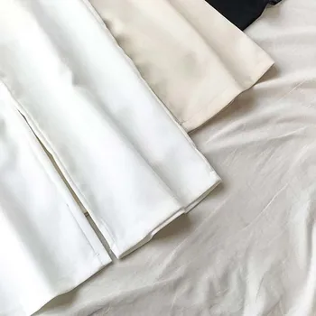 Nove proljetne široke hlače za žene sa draperijom u elegantnom korejskom stilu Svakodnevne bijele hlače Šik s visokim strukom Ulzzang Za studente Tanka gornja odjeća