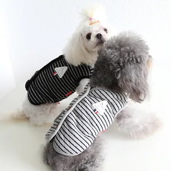 Novi Slatka Prsluk za pse Jesen Флисовый Japanski Stil Jednostavan Kožni Logo Prugasta Prsluk Kapute za pse 