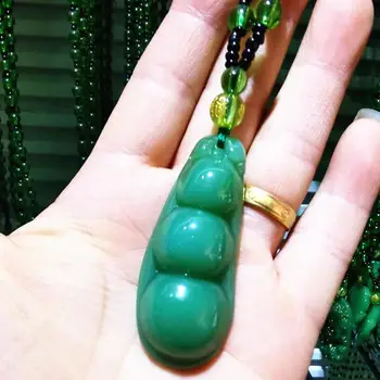 Ogrlica od perli za muškarce i žene Zeleni Kamen Cvrčak Privjesak Amulet Nakit poklon