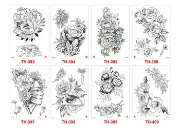 Privremena Tetovaža dizajne za žene Japanski Korejski Crna Jednostavan Cvijet Vodootporan Vodootporne Tattoo Naljepnice Ženske Seksualne Lažne Tetovaže 