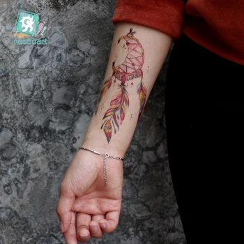 Rocooart Cvijeće Tetovaža Hvatačem Snova Tetoviranje Crvena Ruža Lažne Tetovaže Čarobni Štapić Vodootporan Privremeni Tattoo Naljepnice Za Žene Ruka 