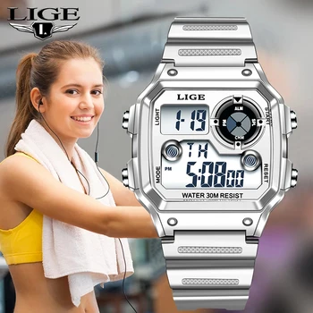 Sportski sat LIGE za žene Digitalni Elektronički Vodootporan ručni sat Marke Lux, Moderan ženski sat Ženske Relogio Feminino 