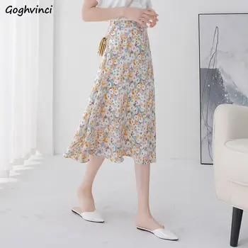 Suknje Elegantan Ženski ljeto s visokom elastičnošću Elegantan modni Univerzalne ženske u korejskom stilu 3 boje Jednostavne трапециевидные cvjetne suknje