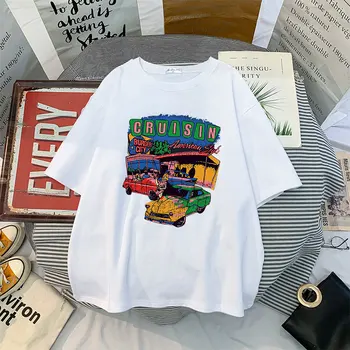 T-shirt Sunfiz Yf Dreamcar Svakodnevni crna majica s kratkim rukavima s otisnutim putnički automobil Majica s kratkim rukavima Top Ženske ljetne majice 