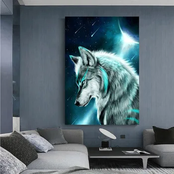White Wolf DIY Diamond Slikarstvo životinje Potpuna Diamond Vez Vez Križem Gorski Kristal Mozaik Slikarstvo Objesiti zidne 