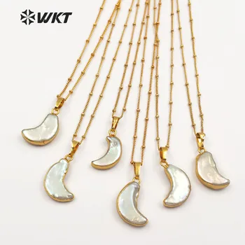 WT-JN033 Veleprodaja Napravljen po mjeri prirodne lunarne bijele ogrlice s ovjesom od 24-karatnog zlata u stilu visoke kvalitete 