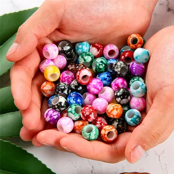 YEYULIN 50 kom./lot 12 mm Šarene Akrilne perle s velikim otvorom za žene i Djevojčice DIY Ogrlica Narukvica Pribor za izradu nakita