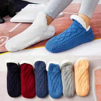 Zimske vunene čarape, Ženske debele tople domaće čarape za spavaće sobe Papuče Gospodo нескользящие Tople zimske cipele Čarape Calcetines Mujer