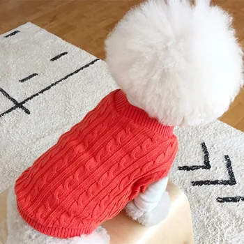 Čista boja Pletene džemper za kućne ljubimce Bichon Hiromi Topla zimska odjeća Soft odjeća za pse Puppy Kućna odjeća Pulover 