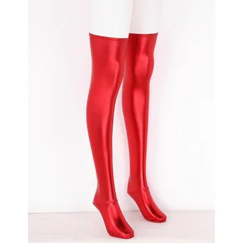 Ženske seksi duge Latex gumene čarape od spandex, latex briljantan visoke čarape, Čarape od umjetne kože, Seksi lateks čarape noćnog kluba